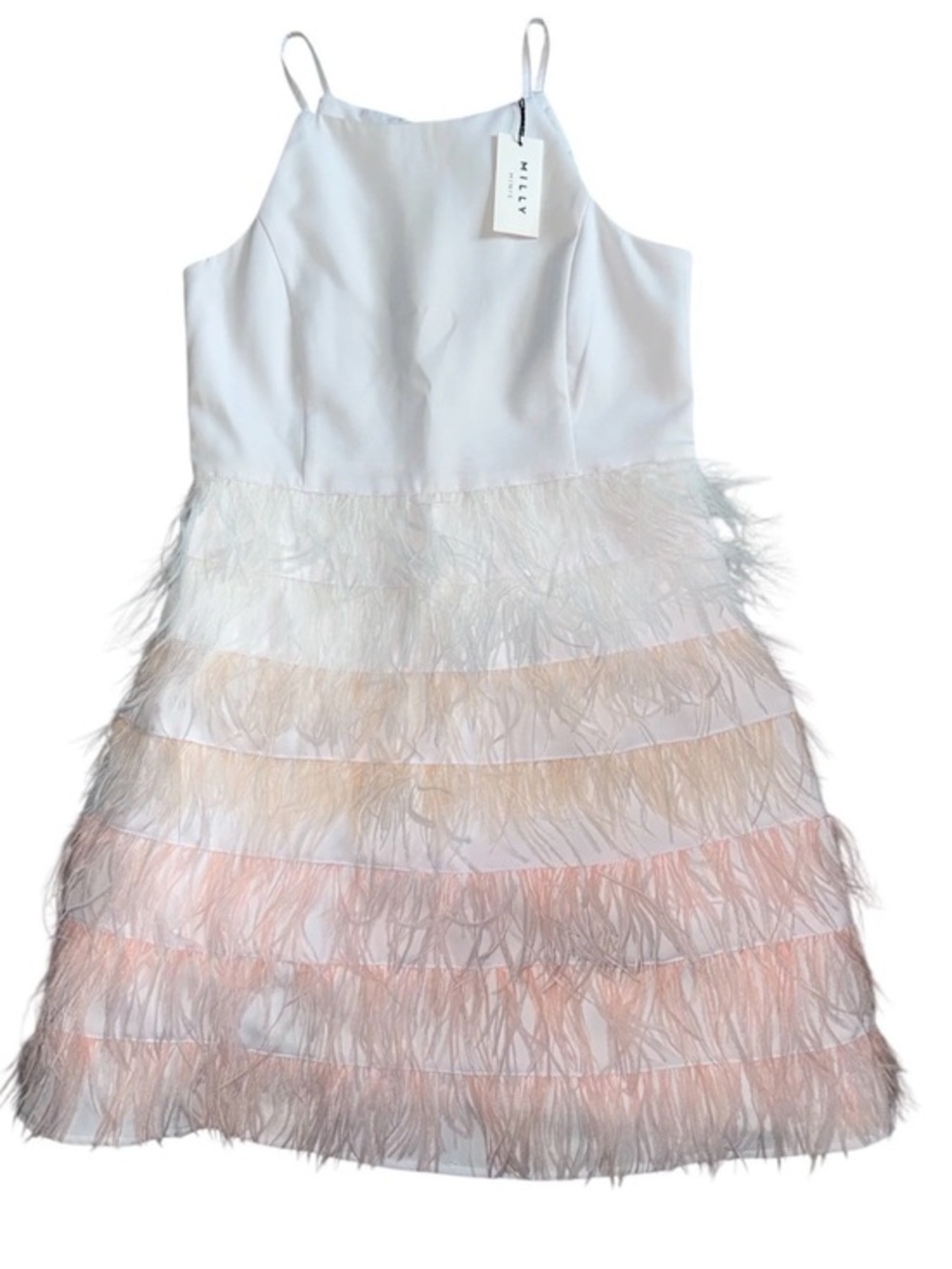 Milly Minis girls feather Cady party dress 14 Tiered Spaghetti Strap Dress